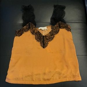 Burnt orange lace and satin camisole